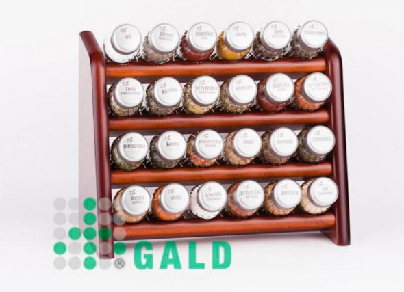 Gald Stojak na przyprawy przyprawnik półka 24 poj. kolor brąz/zakrętki mat
