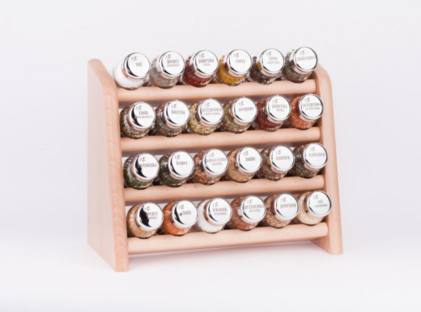 Gald Stojak na przyprawy przyprawnik półka 24 poj. kolor naturalny/zakrętki połysk