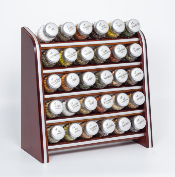 Gald Stojak na przyprawy przyprawnik półka 30 poj.  Silver Line brązowy/zakrętki mat