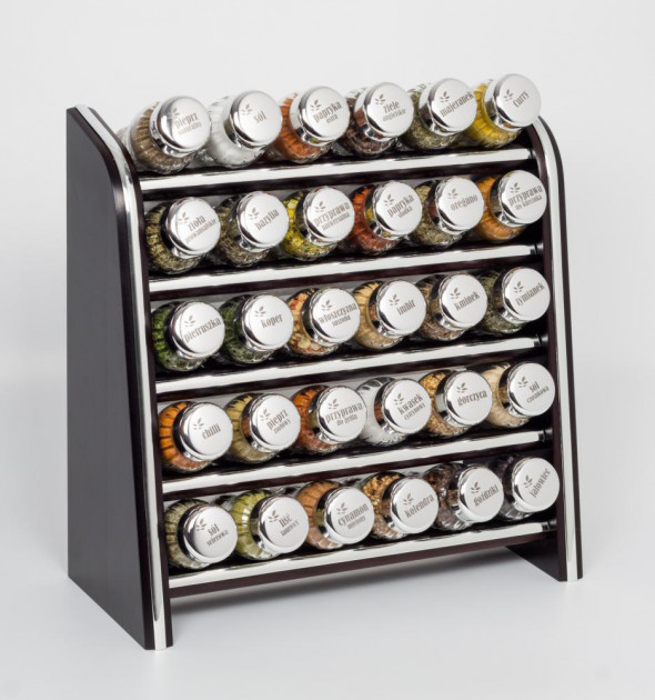 Gald Stojak na przyprawy przyprawnik półka 30 poj.  Silver Line venge/zakrętki połysk