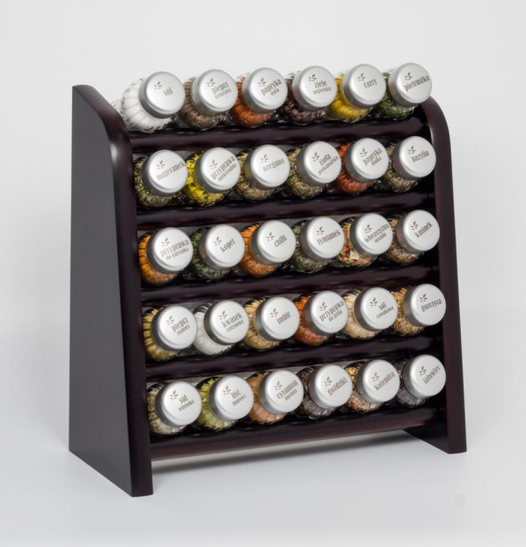 Gald Stojak na przyprawy przyprawnik półka 30 poj. venge/zakrętki mat