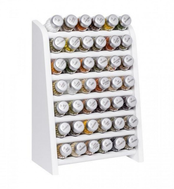 Gald Stojak na przyprawy przyprawnik półka 42 poj. kolor biały/zakrętki mat