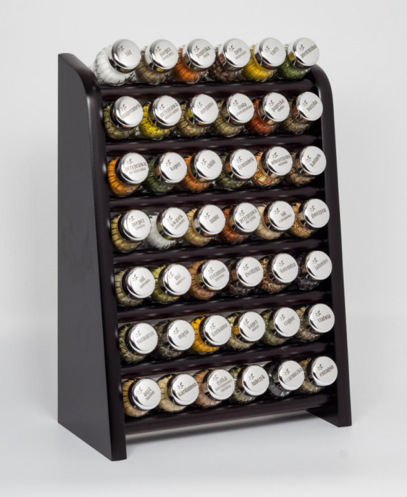 Gald Stojak na przyprawy przyprawnik półka 42 poj. kolor  venge/zakrętki połysk