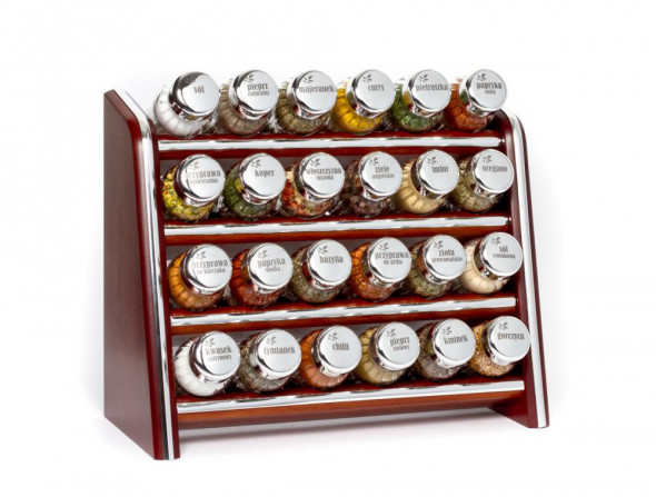 Gald Stojak na przyprawy przyprawnik półka Silver Line 24 poj. brąz/zakrętki połysk