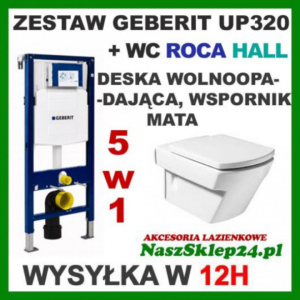 GEBERIT STELAŻ  DUOFIX UP320+ ROCA WC HALL + DESKA WOLNA __