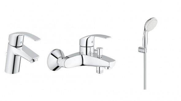 GROHE EUROSMART Bateria Umywalkowa 33265002+Wannowa 33300002+Zestaw punktowy
