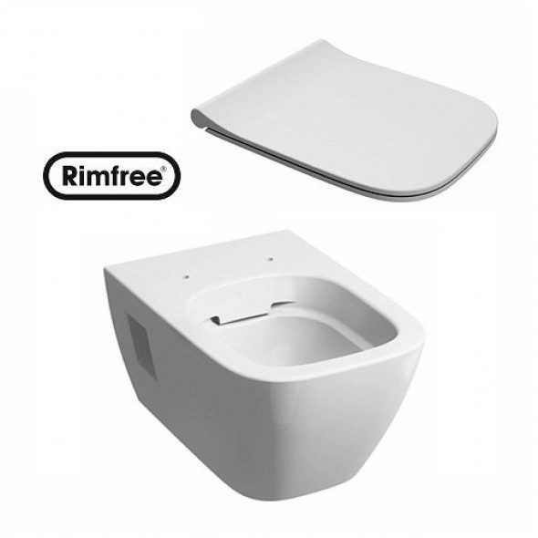 KOŁO MODO MISKA WC WISZĄCA RIMFREE L331200 + L30115 Deska Wolnoopadająca slim