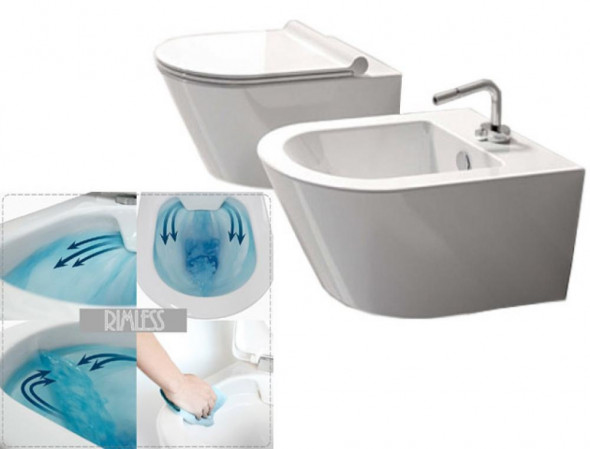 MISKA WC DESKA SLIM + BIDET SONET RIMFREE 50cm