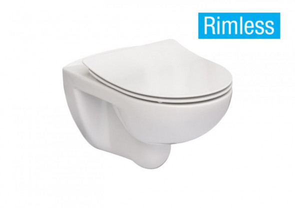 ROCA VICTORIA RIMLESS Miska WC z deską SLIM duroplast wolnoopadającą A34H398000