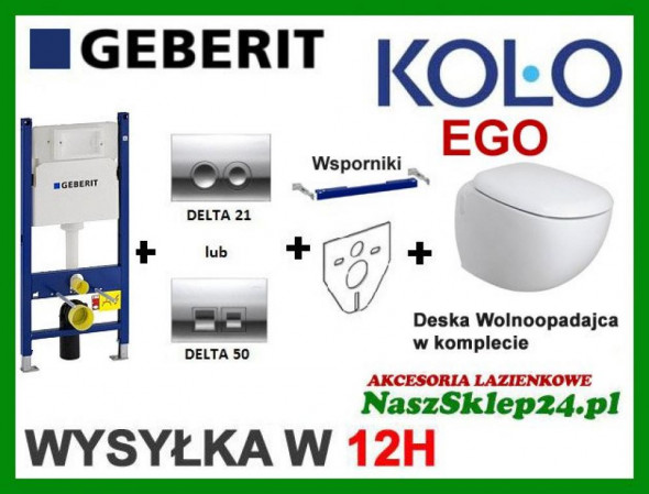 STELAŻ GEBERIT 111.153 + MISKA KOŁO EGO K13122 + DESKA WOLNOOPADAJĄCA + PRZYCISK