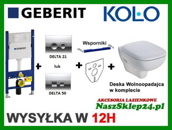 STELAŻ GEBERIT DUOFIX UP100 + KOŁO STYLE + DESKA WOLNOOPADAJĄCA