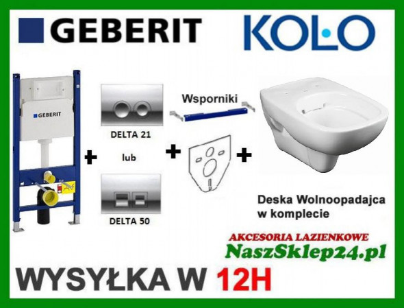 STELAŻ GEBERIT DUOFIX UP100 + KOŁO STYLE L23120  RIMFREE + DESKA WOLNOOPADAJĄCA