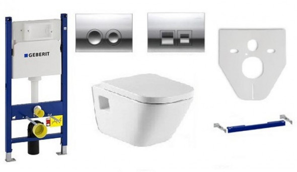 STELAŻ GEBERIT DUOFIX Up100 + WC ROCA GAP + DESKA WOLNOOPADAJĄCA + PRZYCISK  Delta 21 / 50