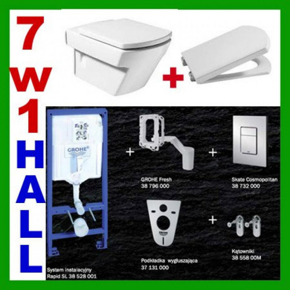 STELAŻ  WC GROHE 5 w 1 SKATE + MISKA ROCA HALL + DESKA WOLNOOPADAJĄCA