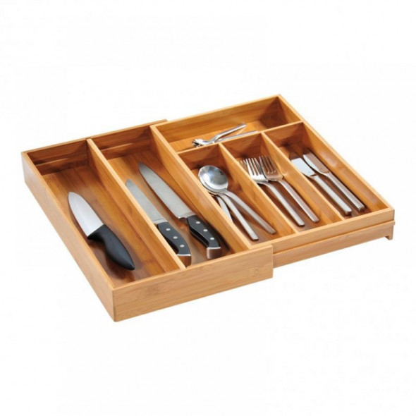 Wkład na sztućce do szuflady regulowany bambus 26-49x43x6cm Kesper 58186