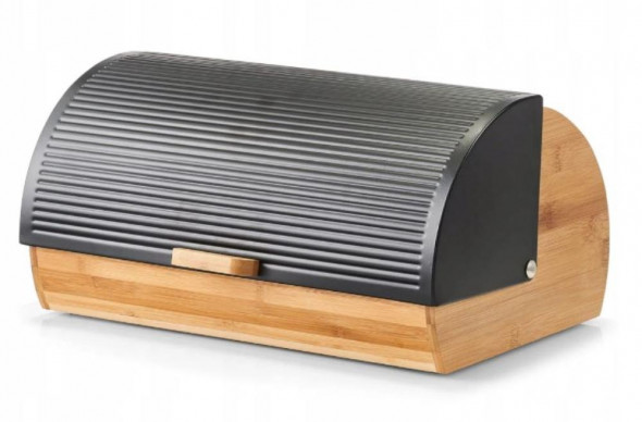 Zeller Chlebak pojemnik na chleb  bambusowy z klapką czarny oval