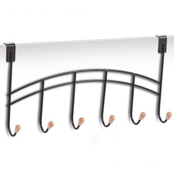 Zeller Wieszak na drzwi 6 haczyków 51 cm czarny 13859