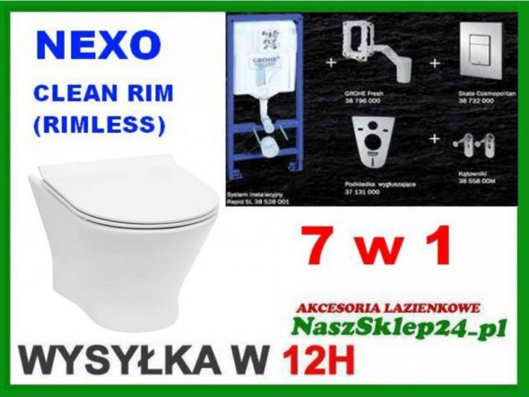 Zestaw Grohe 5w1 + Nexo miska CLEAN RIM A34664L + deska wolnoopadajaca