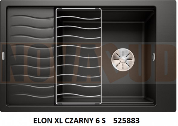 Blanco ELON XL CZARNY 6 S Silgranit® PuraDur® Zlewozmywak 525883