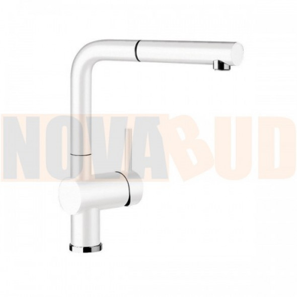 BLANCO LINUS-S BIAŁY SILGRANIT-Look BATERIA Z WYCIĄGANĄ WYLEWKĄ 516692