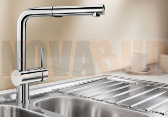 BLANCO LINUS-S VARIO chrom WYCIĄGANA WYLEWKA Z FUNKCJĄ PRYSZNICA 518406