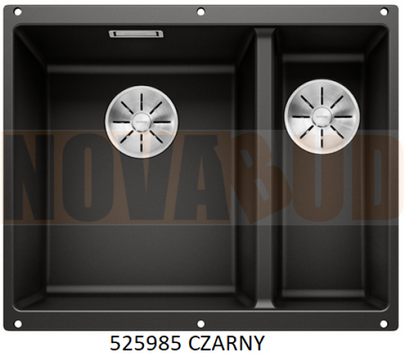 Blanco SUBLINE C Z A R N Y 340/160-U Silgranit PuraDur InFino zlew podblatowy, komora lewa 525985