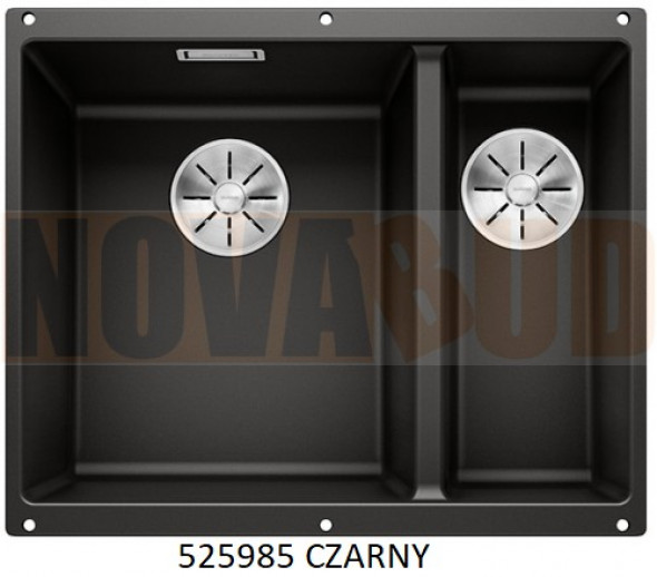 Blanco SUBLINE C Z A R N Y 340/160-U Silgranit PuraDur InFino zlew podblatowy, komora lewa 525985