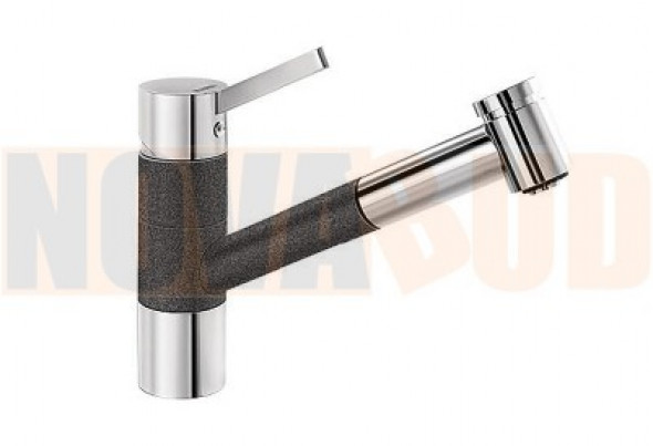 BLANCO TIVO-S antracyt/chrom , Silgranit-Look z wyciąganą wylewką + prysznic 517610