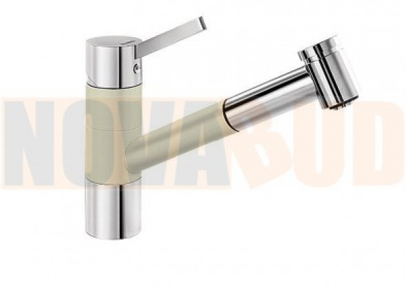 BLANCO TIVO-S jaśmin /chrom , Silgranit-Look z wyciąganą wylewką + prysznic 517614