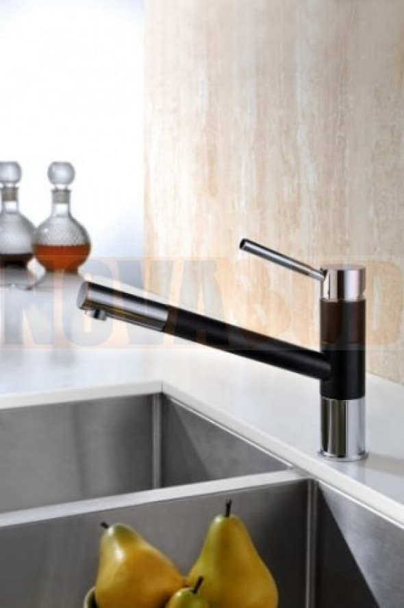 Blue Water Delaware bateria kuchenna z wyciąganą wylewką czarny metalik 5901730610307