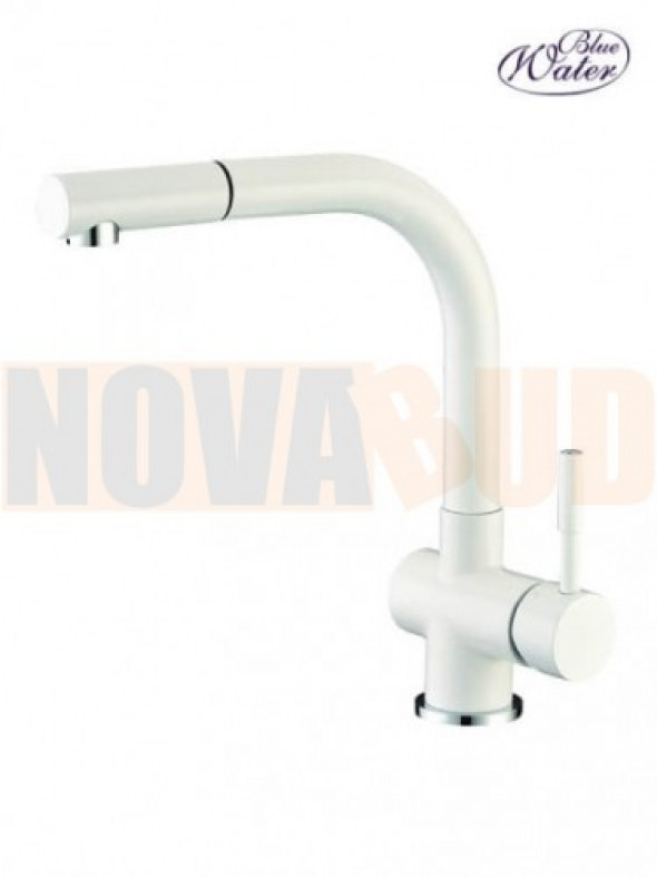 Blue Water Lira Bateria kuchenna z wyciąganą wylewką biały połysk 5901730612806