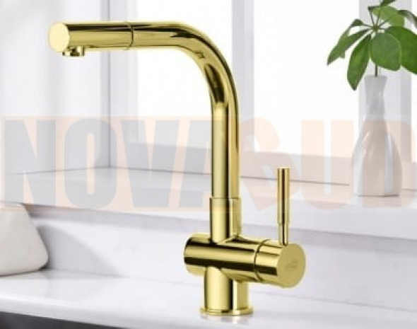 Blue Water Lira KOLOR ZŁOTY Bateria kuchenna z wyciąganą wylewką 5901730616309