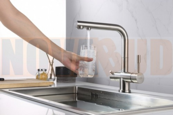 Blue Water ZARA INOX dwuobwodowa bat.kuchenna z podłączeniem do wody filtrowanej 5901730611298