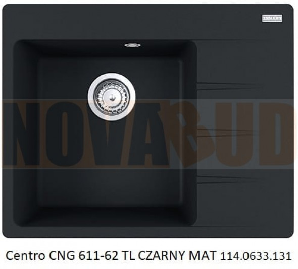 FRANKE Centro CNG 611-62 TL CZARNY MAT Fragranit OCIEKACZ PRAWY 114.0633.131