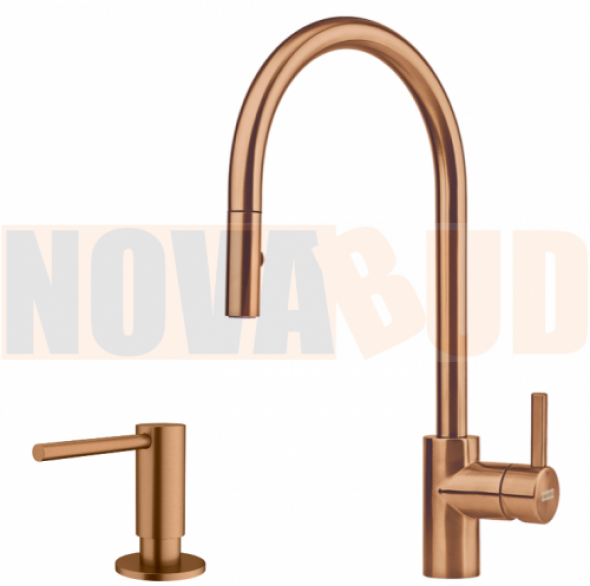 Franke Eos Neo Pull-Out Spray + Dozownik Atlas stal szlachetna Miedziana 112.0625.486 + 115.0628.254