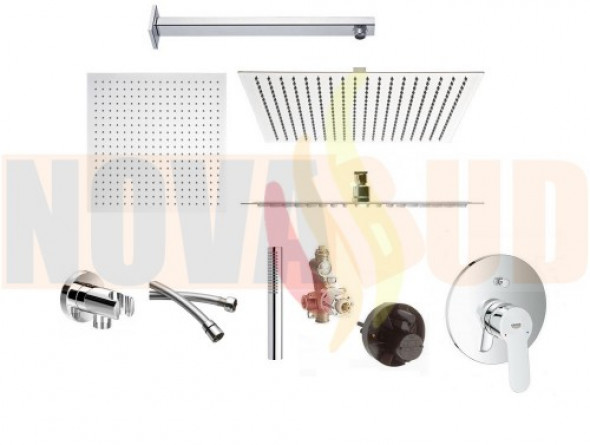 GROHE BauEdge PODTYNKOWY ZESTAW NATRYSKOWY + Rea 25 cm deszczownica kwadratowa + Omnires, Alterna 29079000