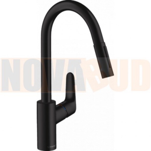 HANSGROHE Focus 240 bateria kuchenna z wyciąganą wylewką, kolor Czarny mat 31815670