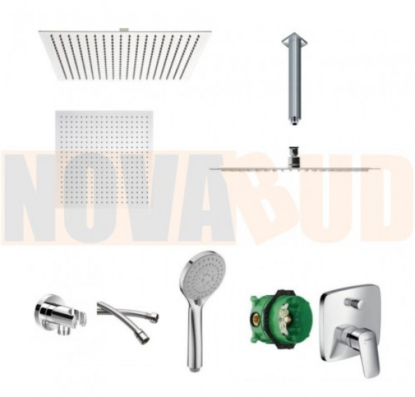Hansgrohe LOGIS zestaw natryskowy podtynkowy + REA 30 cm kwadratowa 71405000/30kw/S24