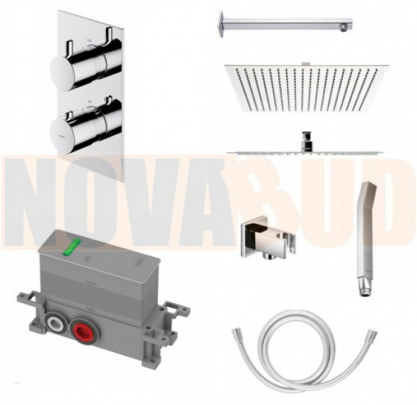 OMNIRES PODTYNKOWY TERMOSTATYCZNY ZESTAW NATRYSKOWY + Rea 30 cm deszczownica kwadratowa przyłącze kw BOX TE2F / Y1236/KROCR
