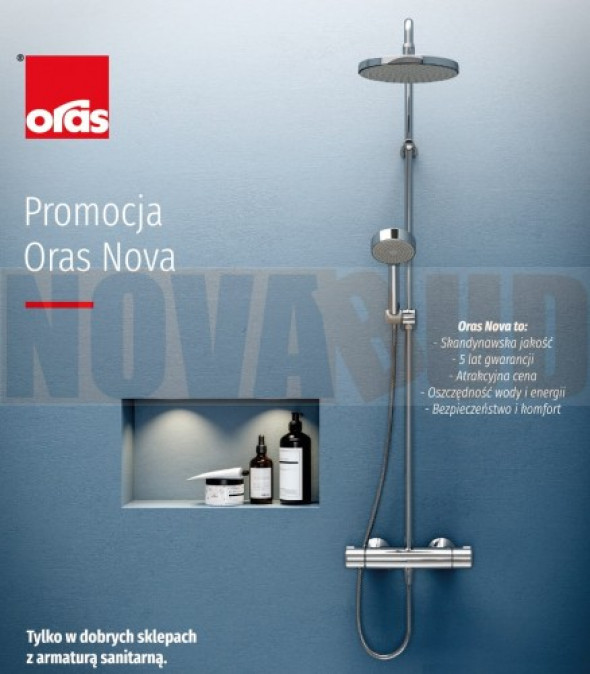 Oras NOVA Zestaw prysznicowy natynkowy z termostatem i deszczownicą chrom 7402U