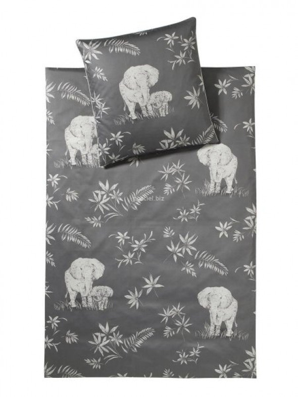 Elegante pościel bawełniana egipska Jungle perlgrau 2249 155x200