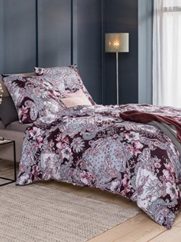 Estella pościel mako-jersey Delana bordeaux 6385 155x200