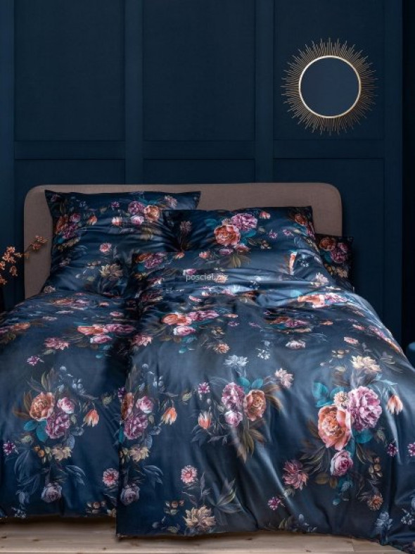 Estella pościel satyna de luxe Grazia nachtblau 1058 200x220