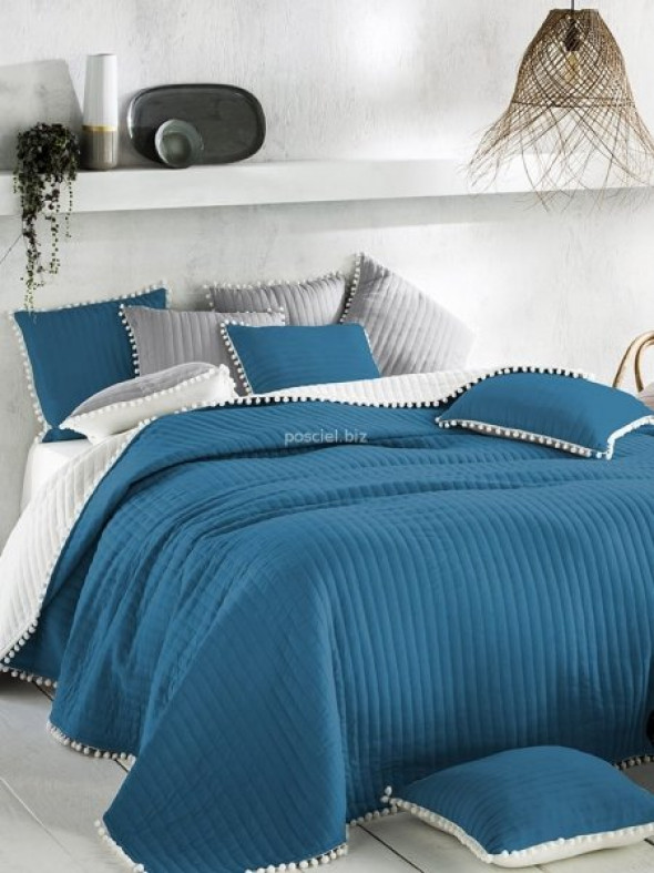 Gustowna niebieska narzuta z mikrofibry 220x240