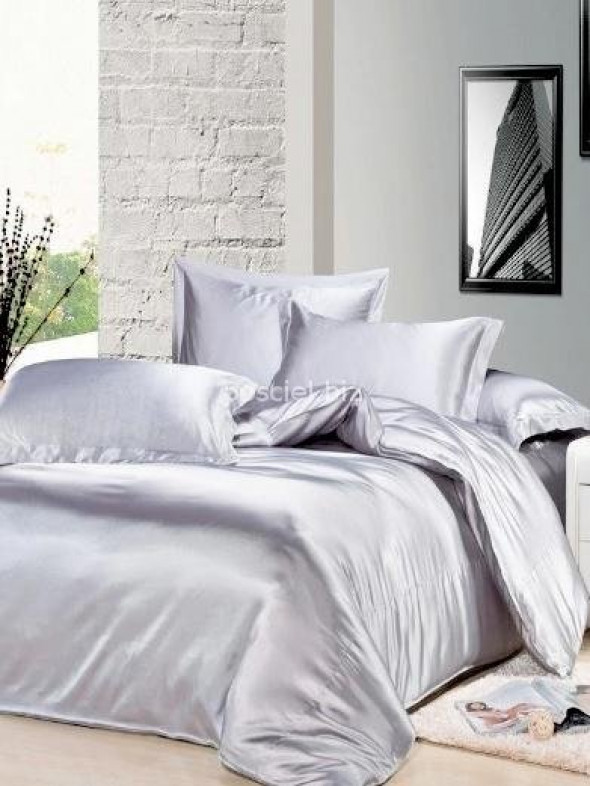 Malbery jedwabny zestaw pościeli silver light 200x220