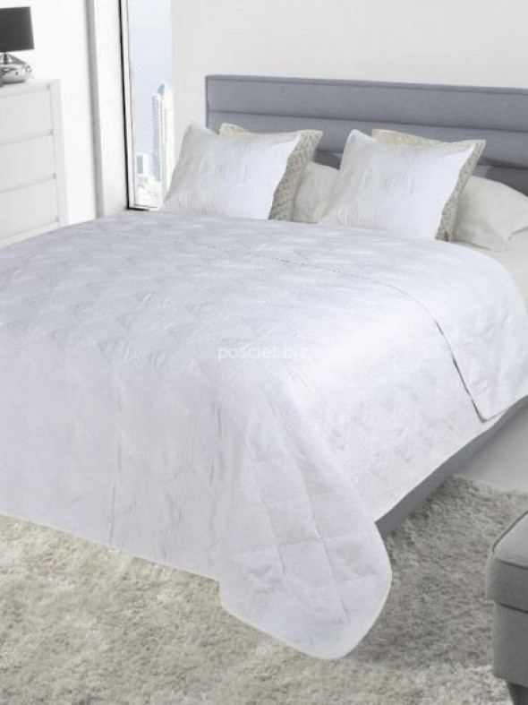 Narzuta bawełniana Szachownica biała 240x220