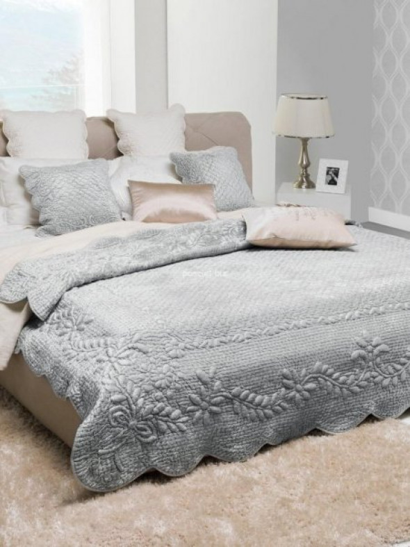 Narzuta typu velvet Hasita popiel 240x220