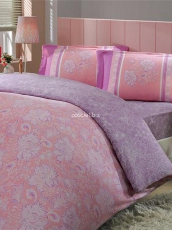 Pościel satynowa Sienna różowo-fioletowa 160x200