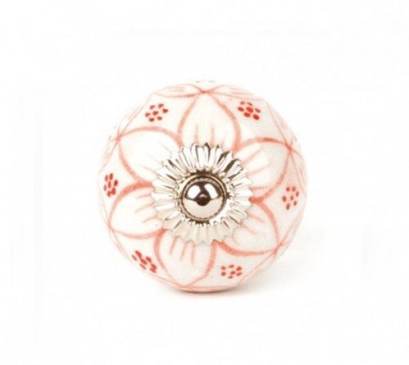 Gałka do mebli Bodziszek biało-czerwona w 2 gatunku