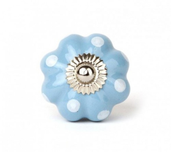 Gałka do mebli Foremka niebieska w białe kropki